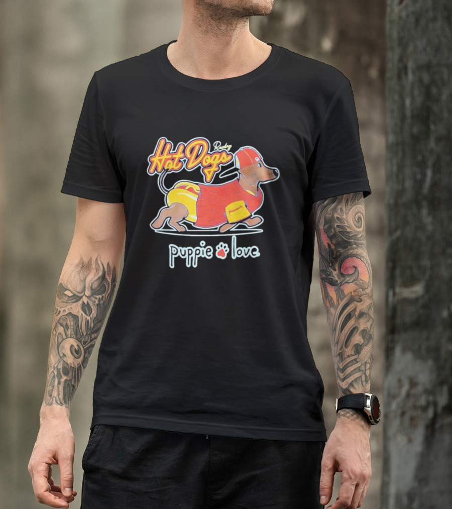 Rockin Hot Dogs Puppie Love Dachshund Dog Lover T-Shirt
