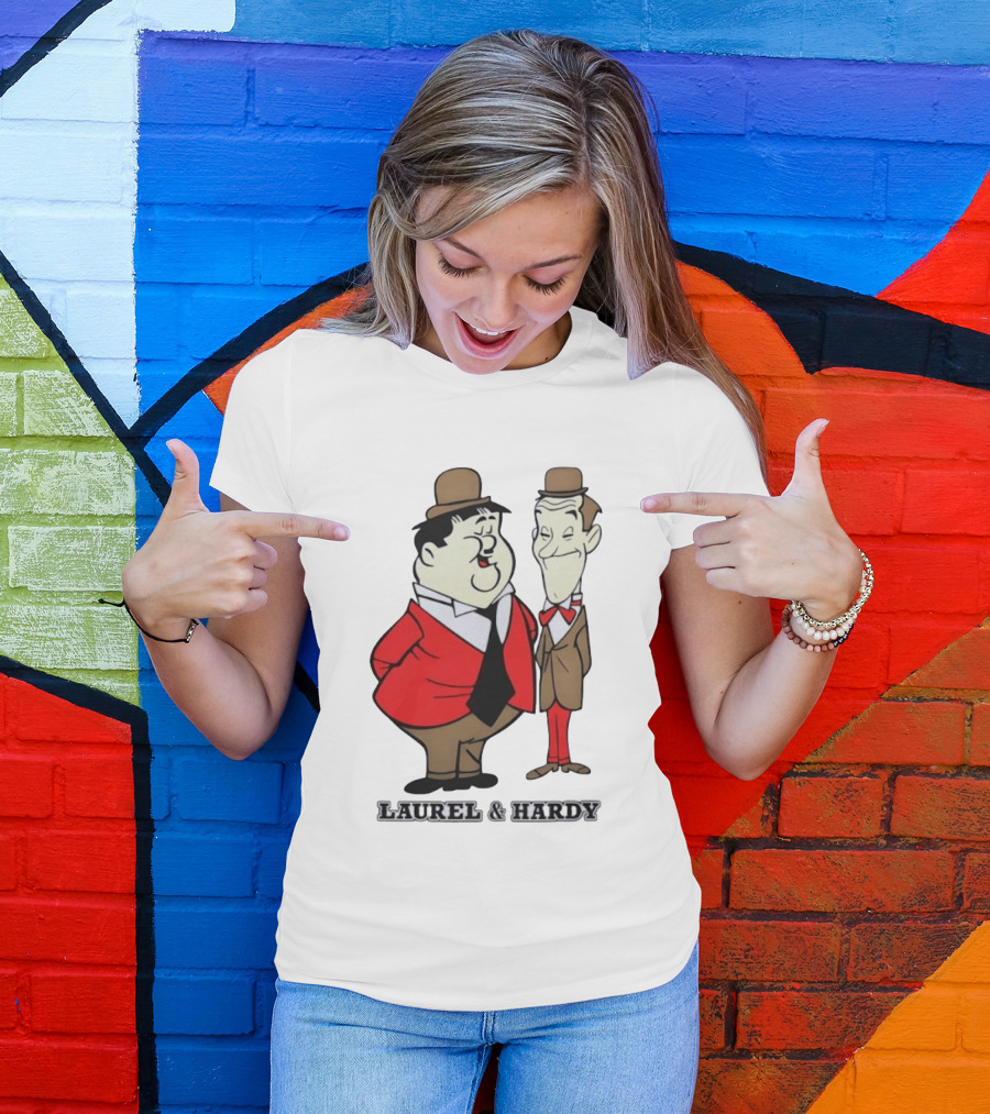 Laurel And Hardy Cartoon Style Classic Comedy T-Shirt