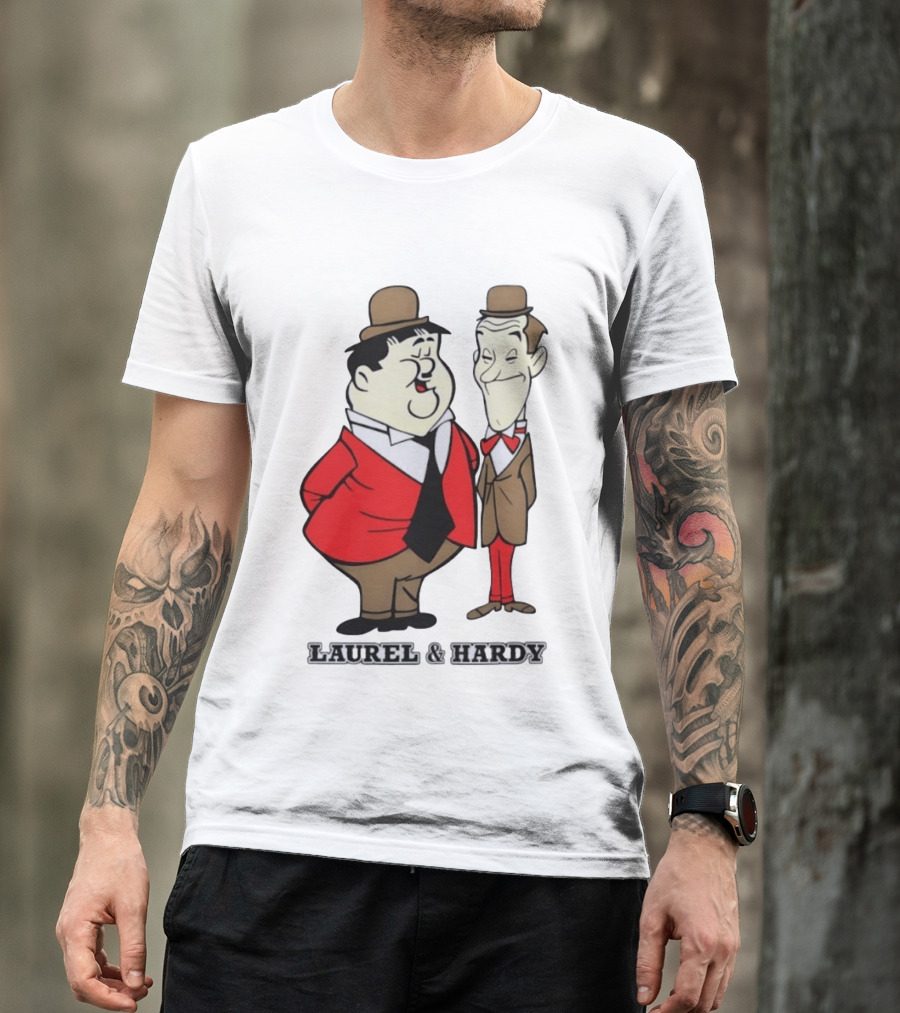 Laurel And Hardy Cartoon Style Classic Comedy T-Shirt