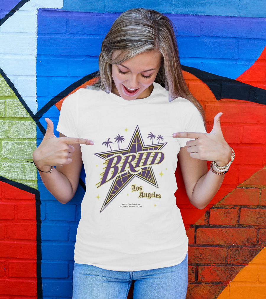 Los Angeles Brhd Brotherhood World Tour 2026 Star Palm Trees T-Shirt