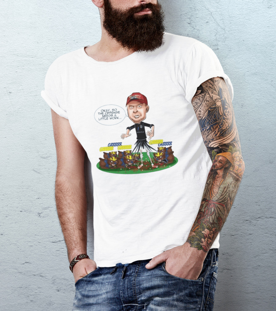 Oklahoma Football Coach Arbuckle Offense Skeleton Cartoon Needs A Little Work T-Shirt