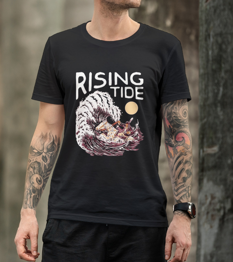 Rising Tide Surfing Horse Wave Native American Old Row T-Shirt