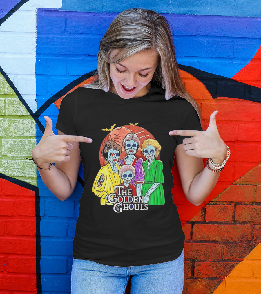 Halloween Zombie The Golden Ghouls Bat Moon T-Shirt