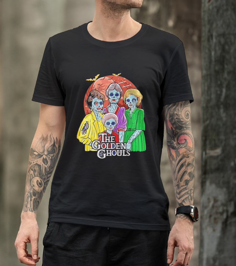 Halloween Zombie The Golden Ghouls Bat Moon T-Shirt