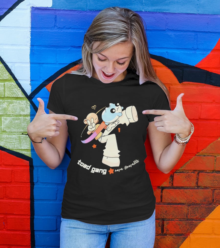 Toad Gang By Nova Nova100x Cartoon Character Peace Sign Colorful T-Shirt