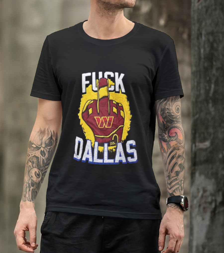 Raise Hail F*** Dallas Middle Finger Glove Red Yellow White Blue T-Shirt