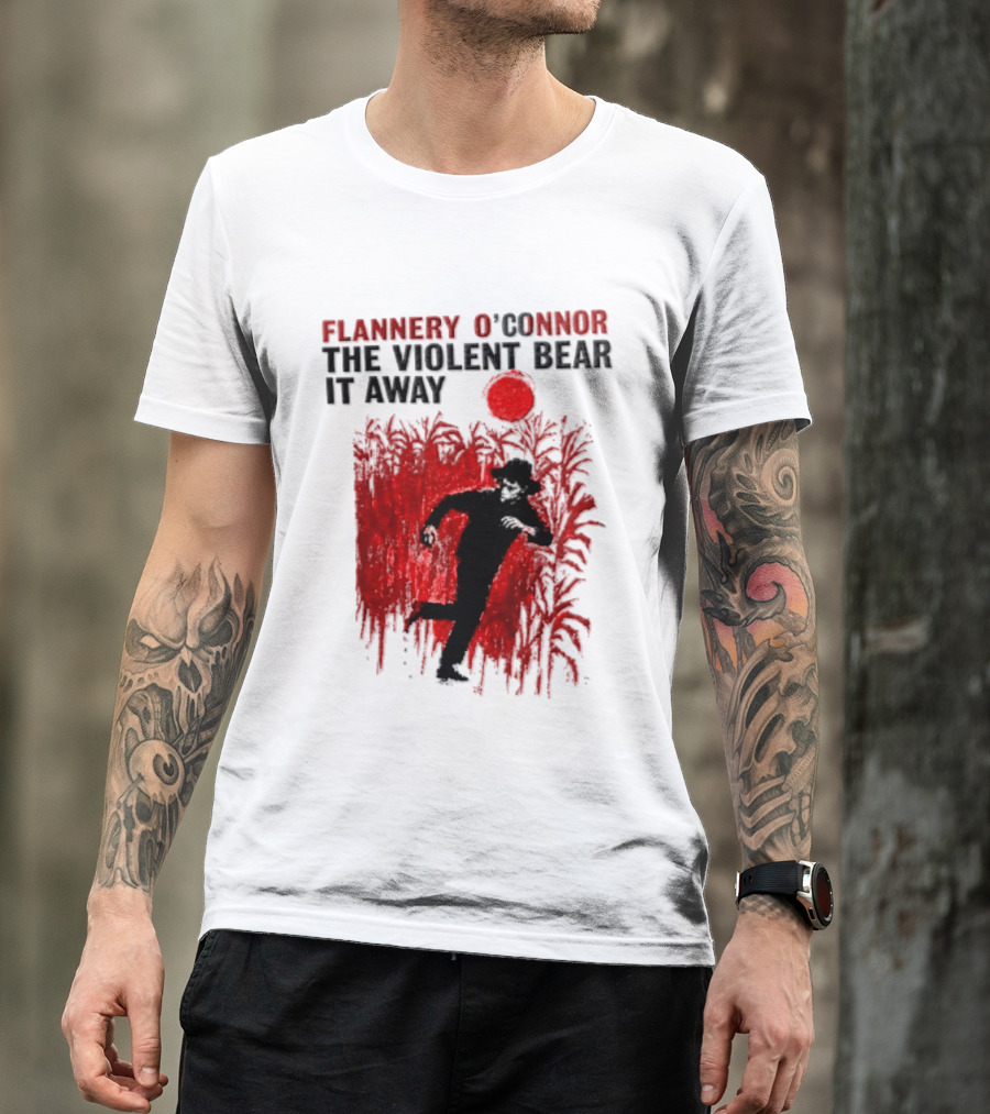 Flannery O'Connor The Violent Bear It Away Red Silhouette In Cornfield T-Shirt