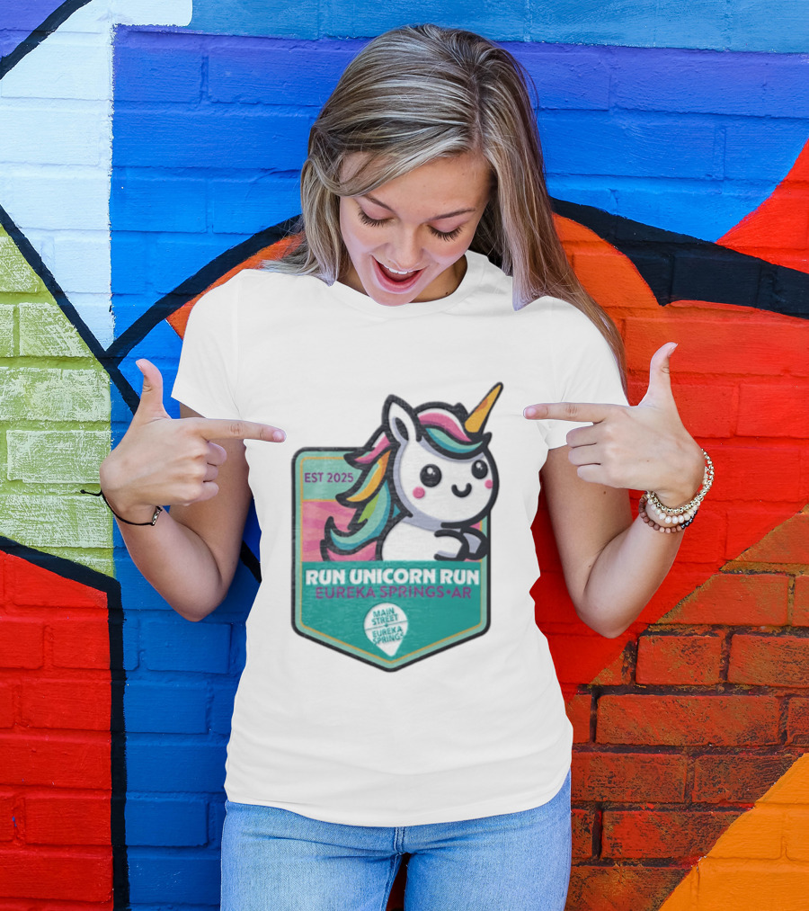 EST 2025 Run Unicorn Run Eureka Springs AR Main Street T-Shirt