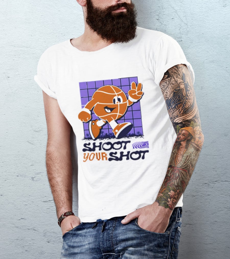 Shoot Your Shot Retro Basketball Character Peace Sign T-Shirt