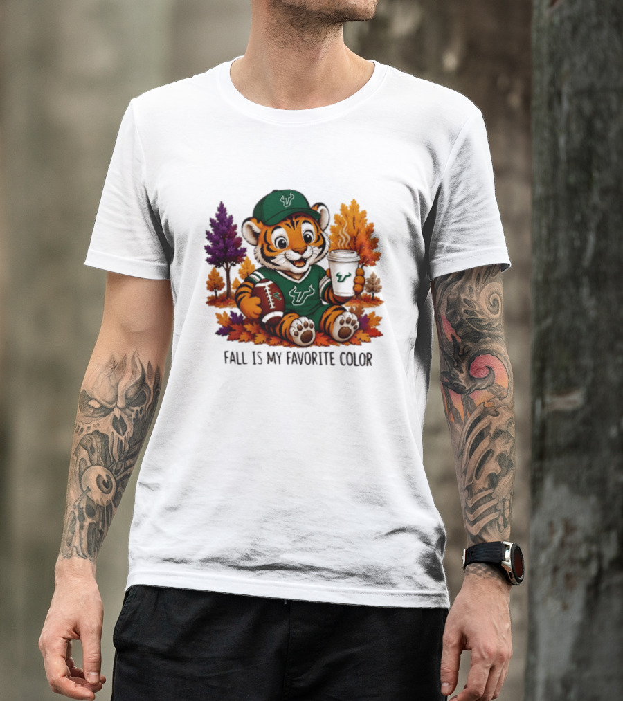 South Florida Bulls Fall Is My Favorite Color Football Tiger Cozy Autumn Vibes T-Shirt