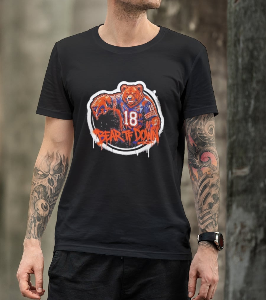 Caleb Williams 18 Chicago Bears Bear TF Down T-Shirt