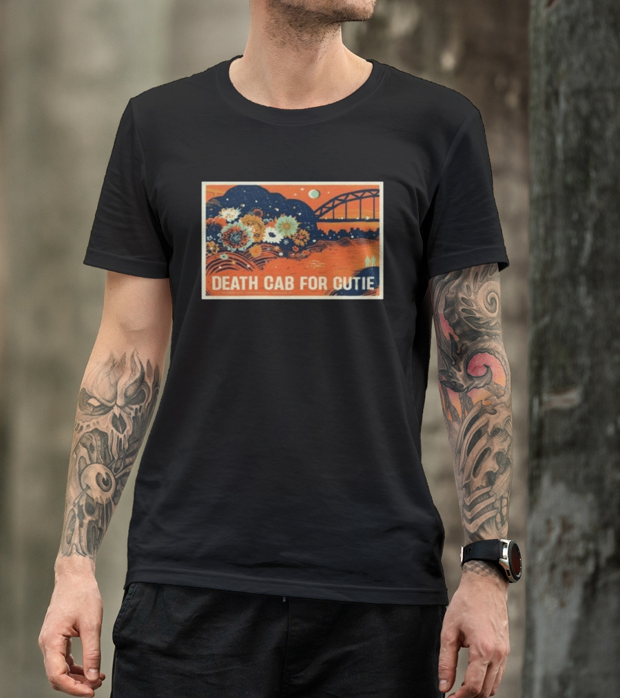 Death Cab For Cutie Gateshead UK 2026 Flowers And Bridge Art Print T-Shirt