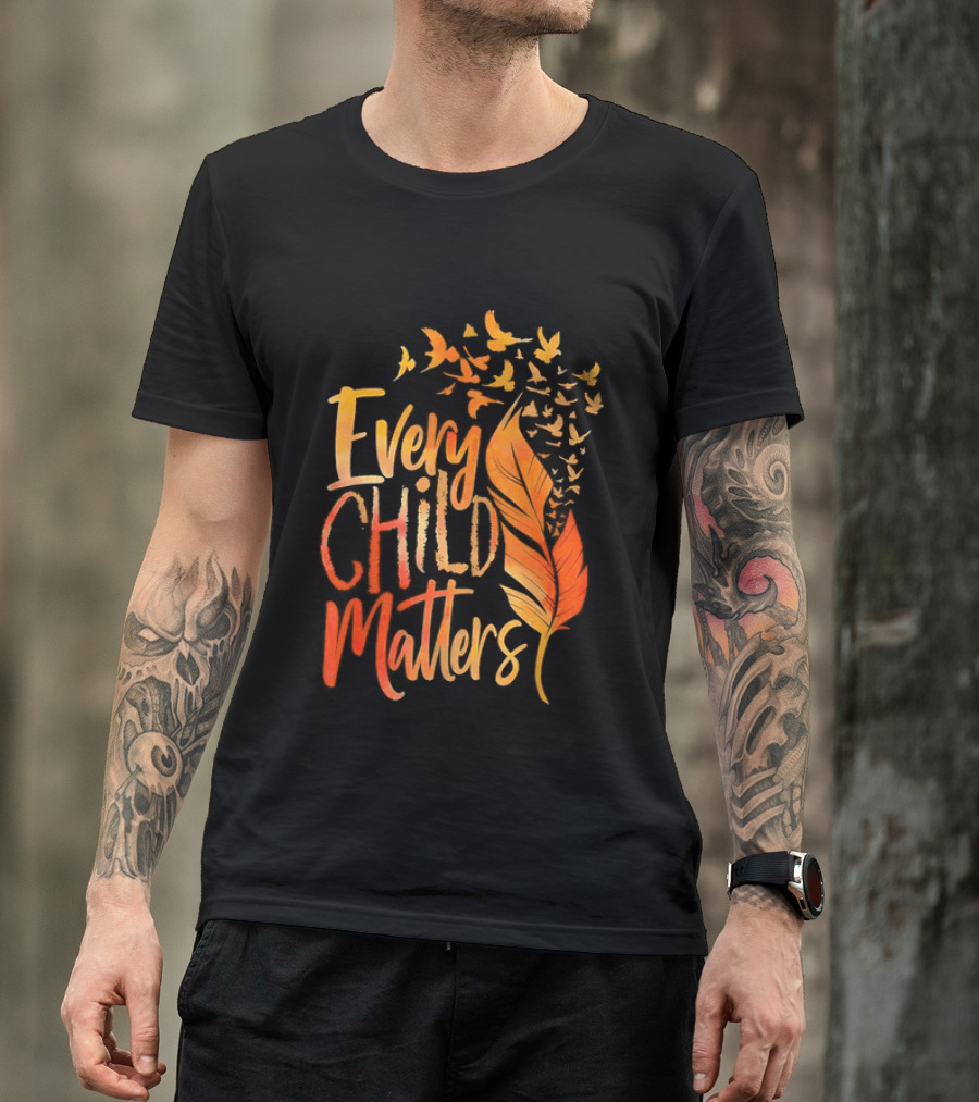 Every Child Matters Feather And Birds Orange Day Awareness T-Shirt