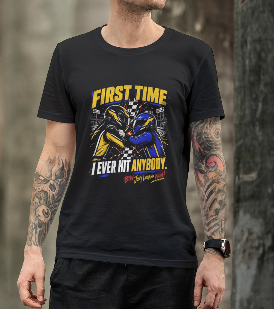 Hocevar Vs Blaney First Time I Ever Hit Anybody Boxing Helmet Fighters Joey Logano T-Shirt