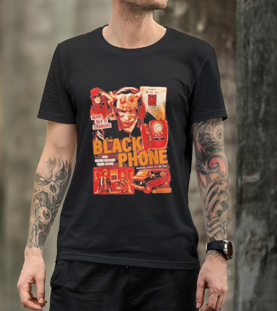 Never Talk To Strangers The Black Phone Original Story By Joe Hill Missing Child Red Phone Horror T-Shirt