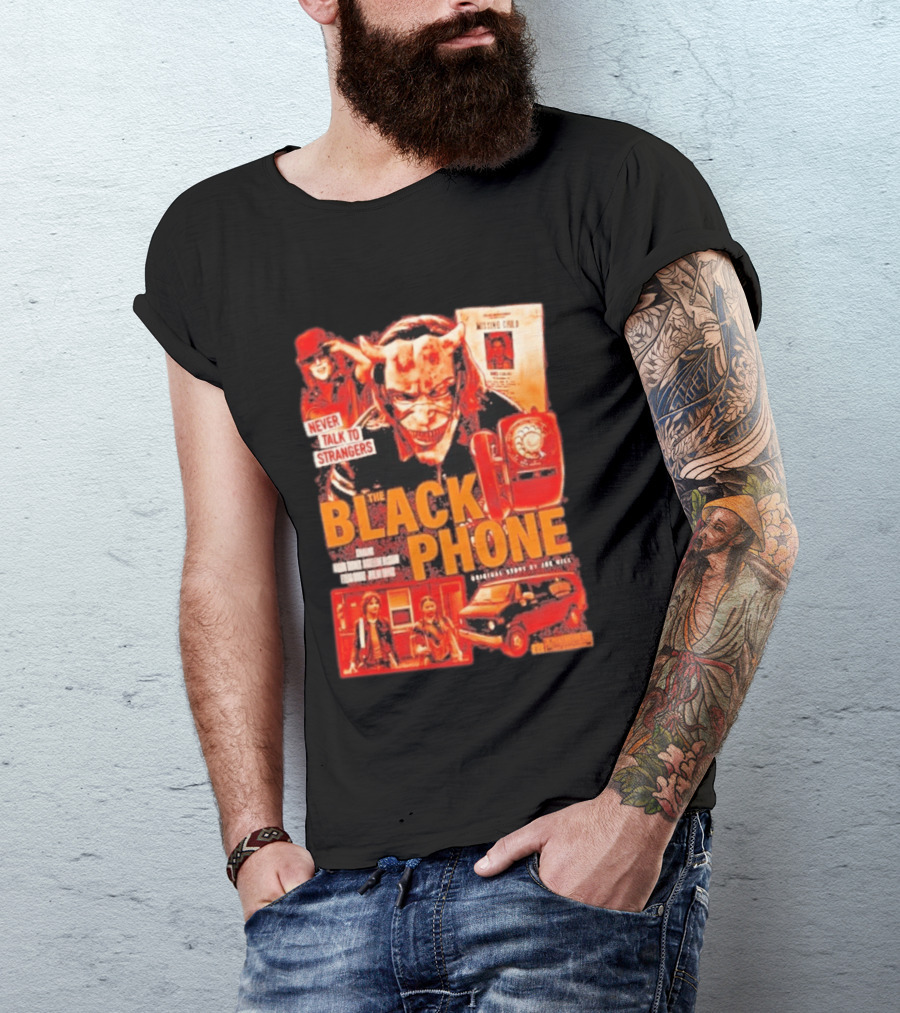 Never Talk To Strangers The Black Phone Original Story By Joe Hill Missing Child Red Phone Horror T-Shirt