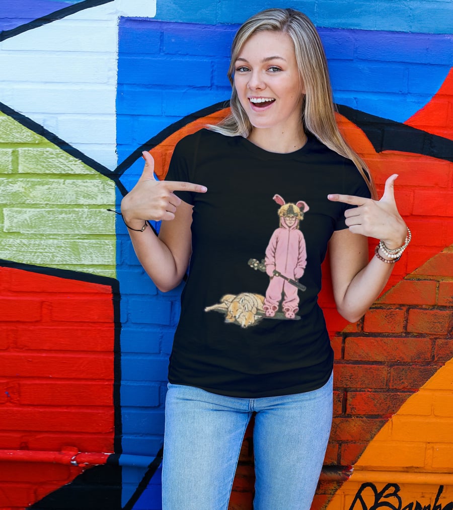 Pink Nightmare Bunny Suit Coyote Hunting Sniper T-Shirt