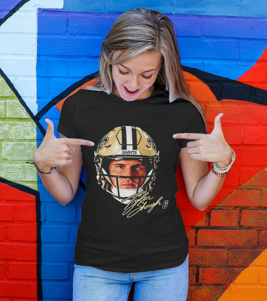 Tyler Shough New Orleans Saints Football Helmet Big Face 6 T-Shirt