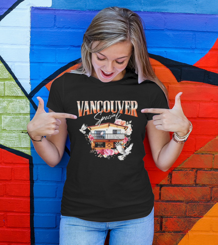 Vancouver Special House Flowers Doves T-Shirt