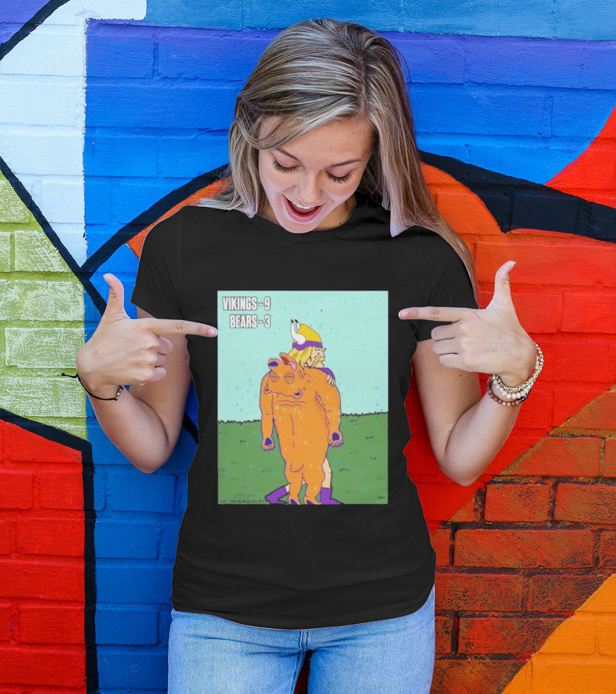 Vikings 9 Bears 3 Cartoon Sports Rivalry Image T-Shirt