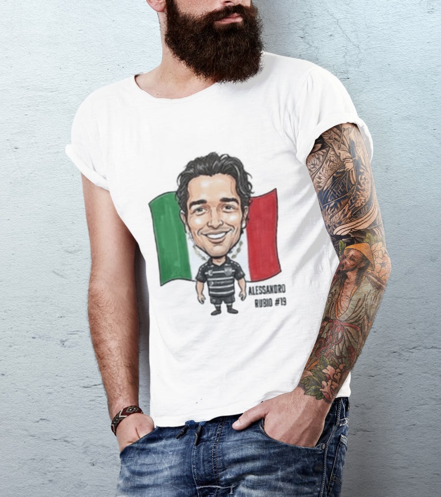 Alessandro Rubio No 19 Caricature Mexico Flag Football Jersey T-Shirt