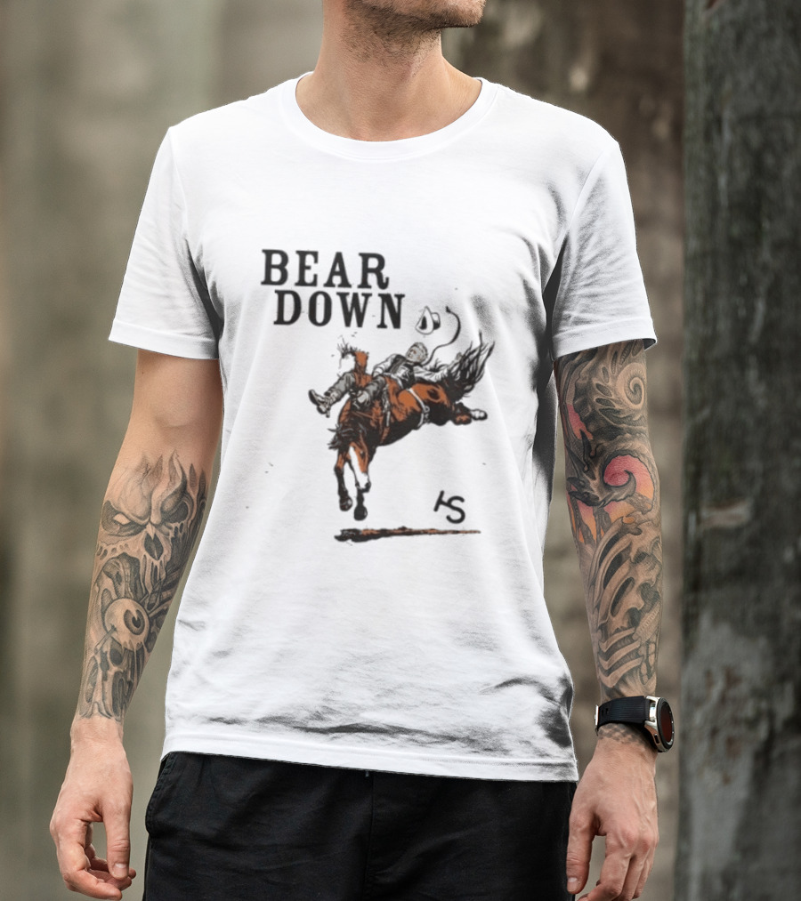 Bear Down Cowboy Rodeo Bucking Horse 15 T-Shirt