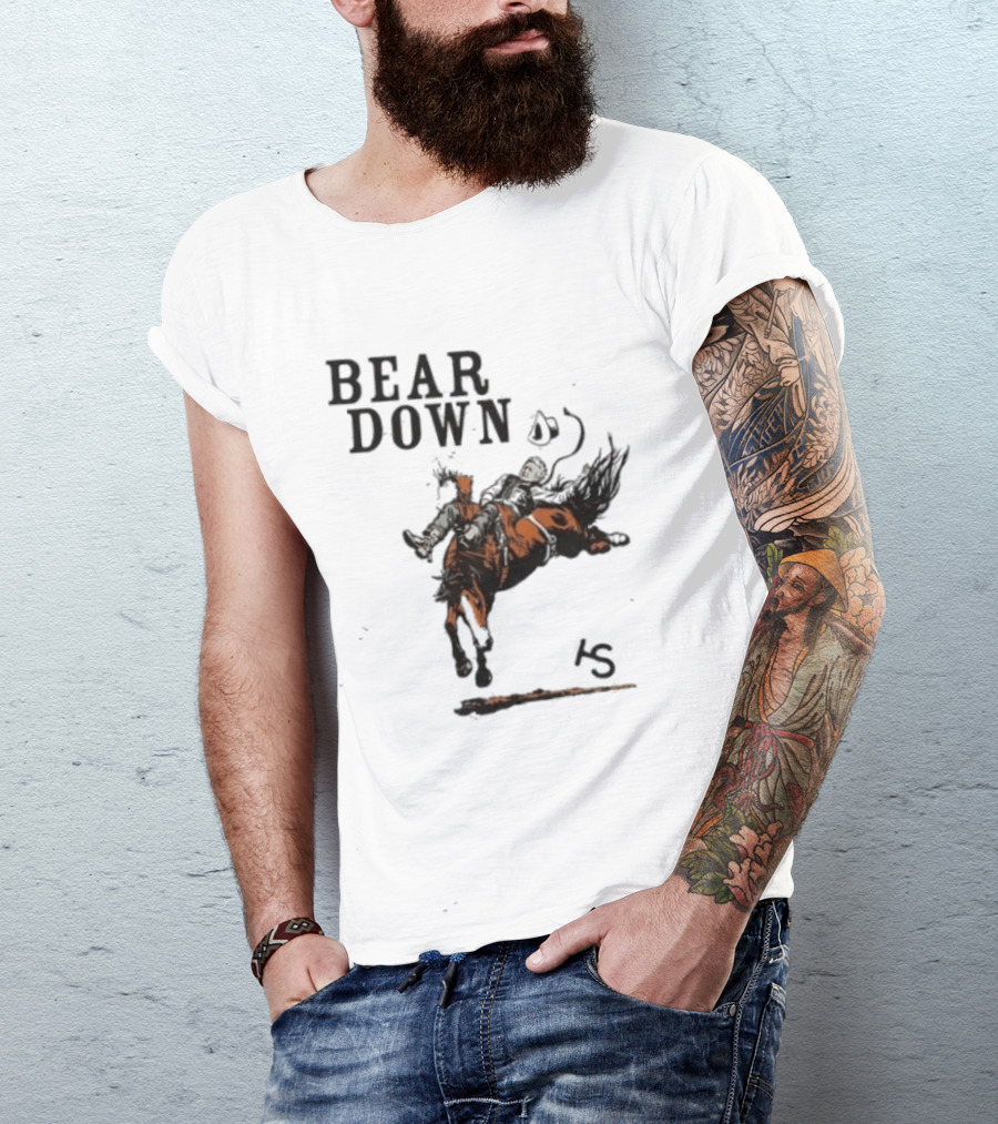 Bear Down Cowboy Rodeo Bucking Horse 15 T-Shirt