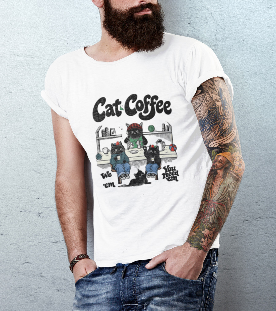 Cat Coffee Brew Them Need Three Black Cats T-Shirt