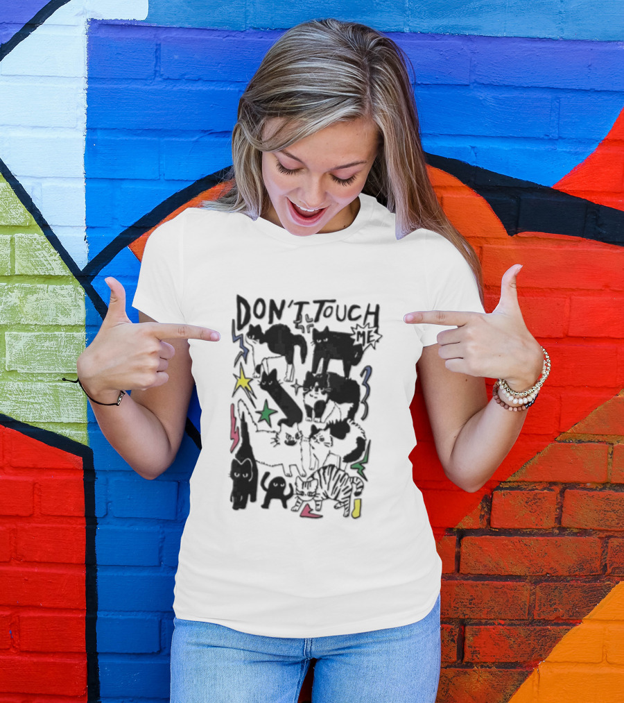 DON'T TOUCH ME Multiple Cats Stars Lightning T-Shirt