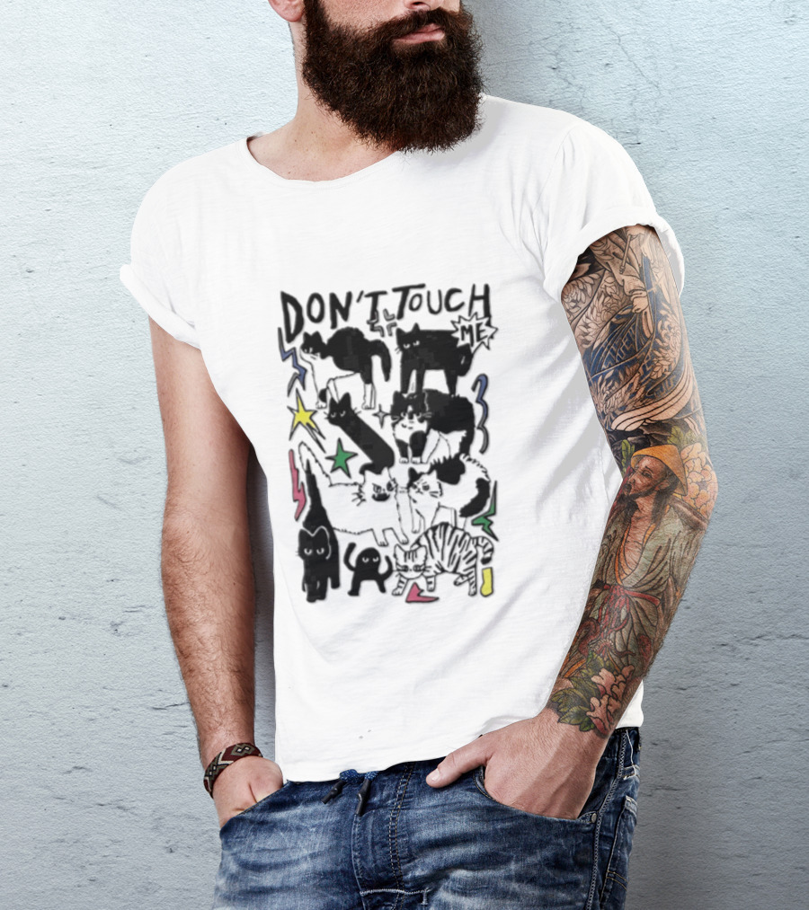 DON'T TOUCH ME Multiple Cats Stars Lightning T-Shirt