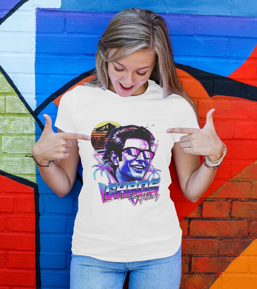 Jurassic Park Jeff Goldblum Chaos Theory Retro Neon T-Shirt