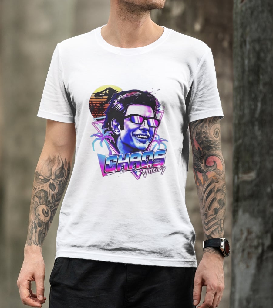 Jurassic Park Jeff Goldblum Chaos Theory Retro Neon T-Shirt