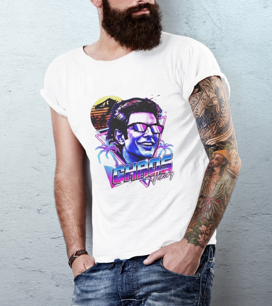 Jurassic Park Jeff Goldblum Chaos Theory Retro Neon T-Shirt