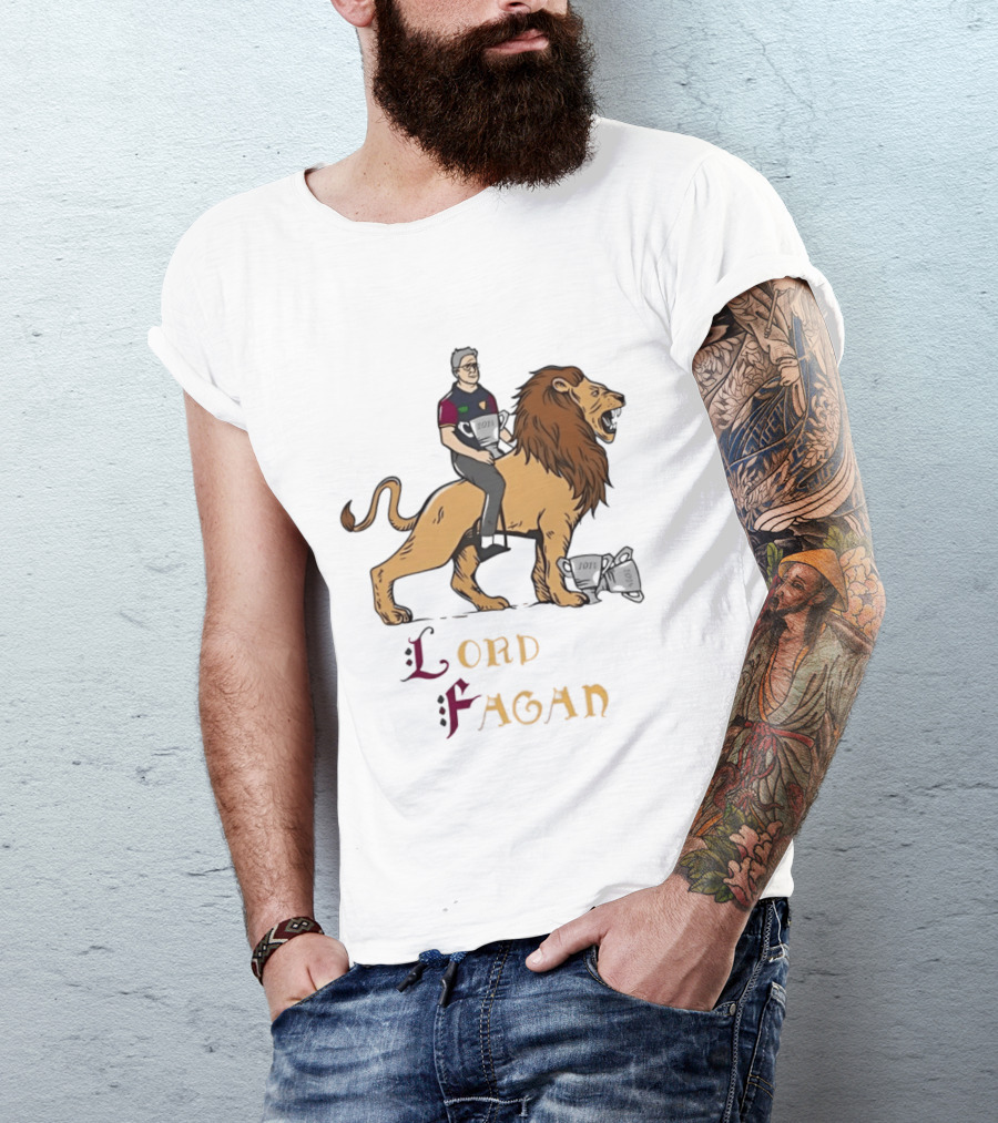 Lord Fagan Brisbane Lions 2024 Premiership Trophy Holder Riding Lion T-Shirt