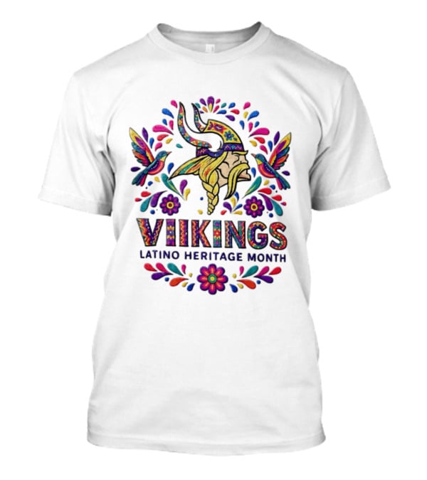 Minnesota Vikings Latino Heritage Month Viking Hummingbirds Floral Folk T-Shirt