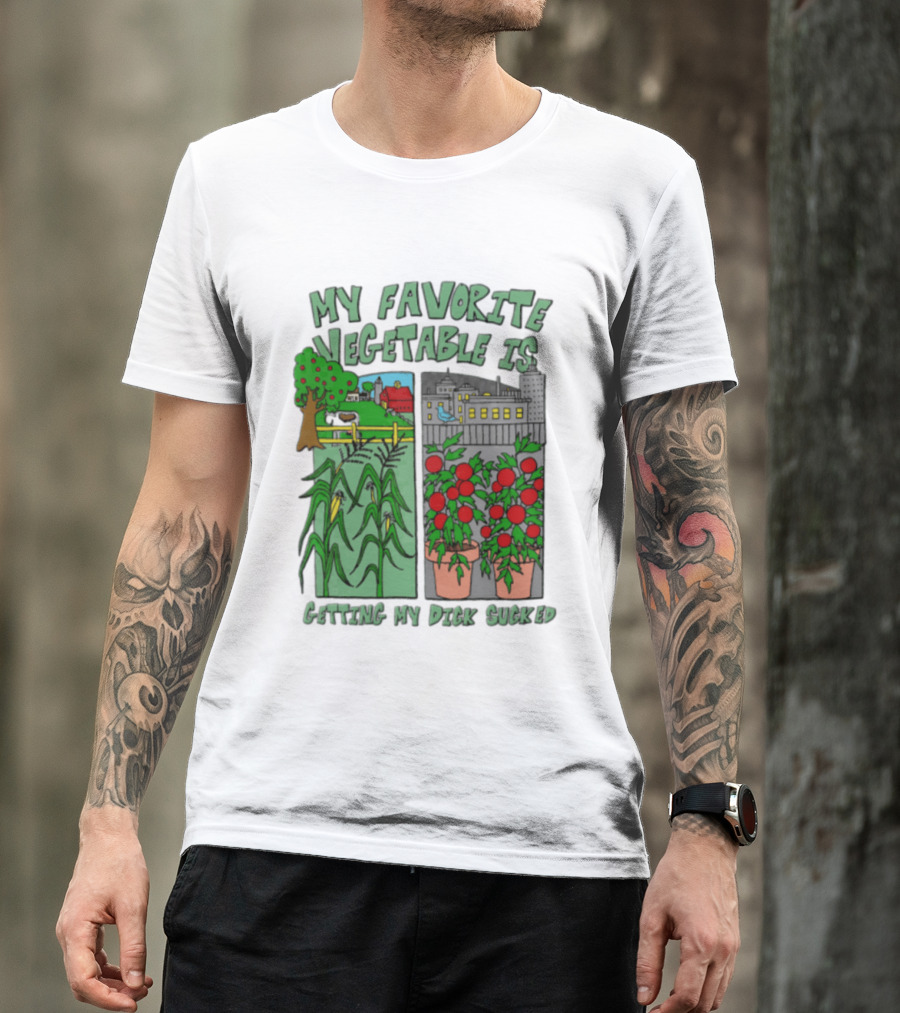 My Favorite Vegetable Is Getting My Dick Sucked Farm Scene City Rooftop Tomato Plants T-Shirt
