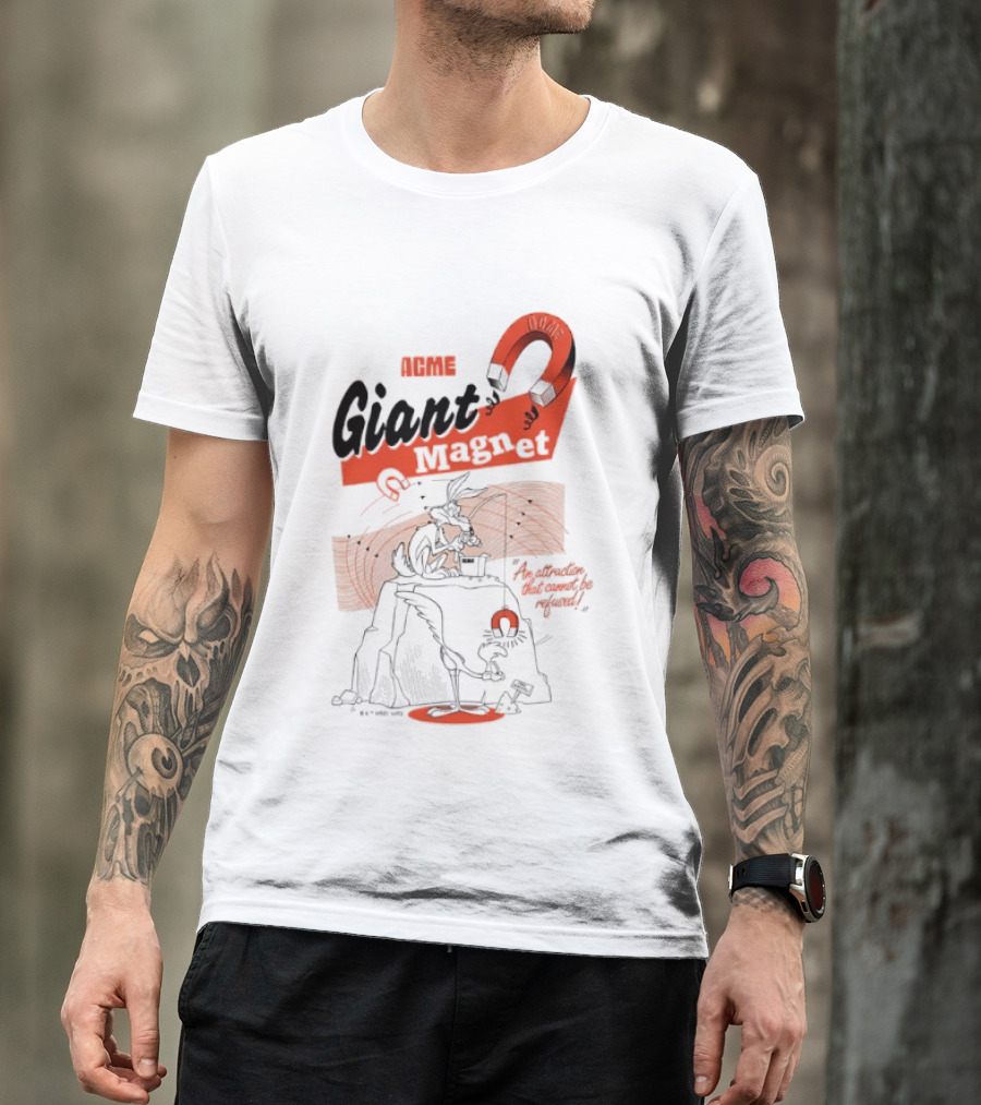 ACME Giant Magnet Wile E Coyote Road Runner Stimulation Speed T-Shirt