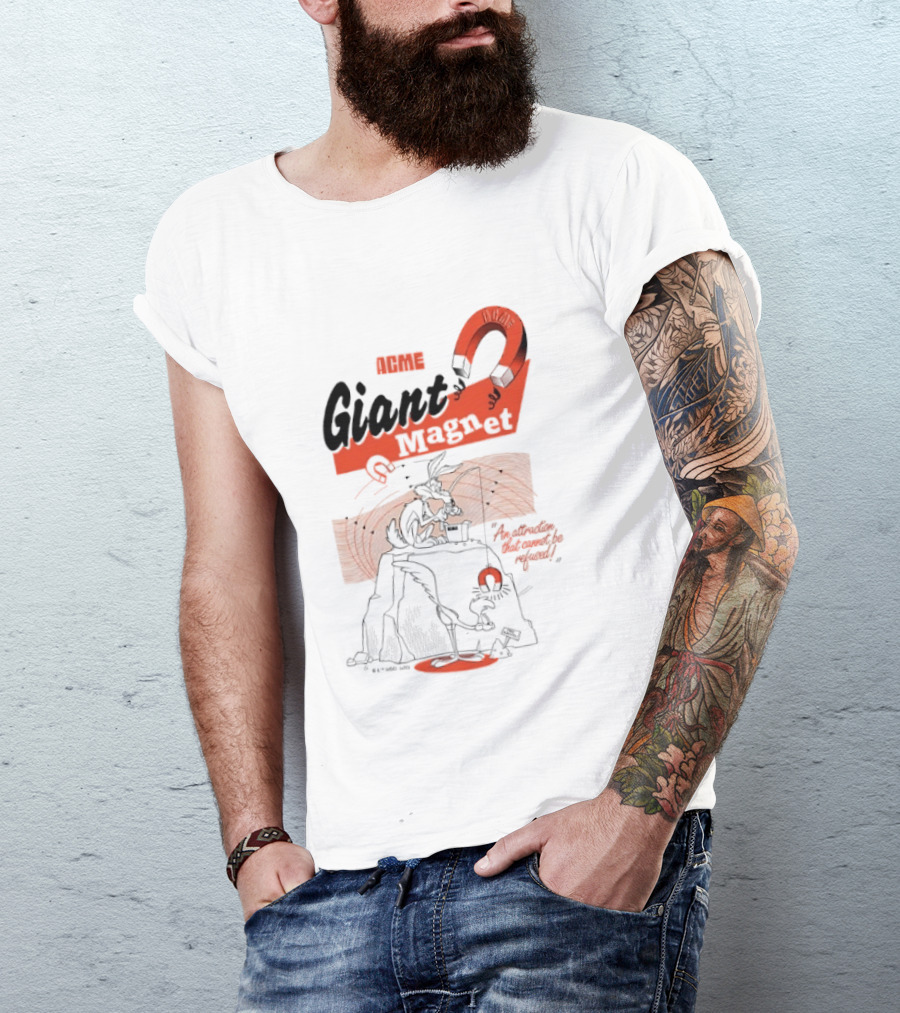 ACME Giant Magnet Wile E Coyote Road Runner Stimulation Speed T-Shirt