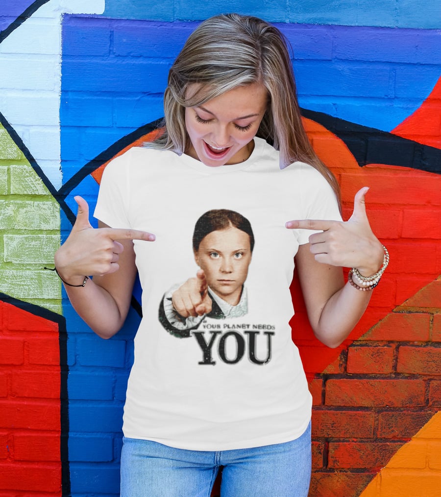Your Planet Needs You Girl Pointing Iconic Call To Action T-Shirt