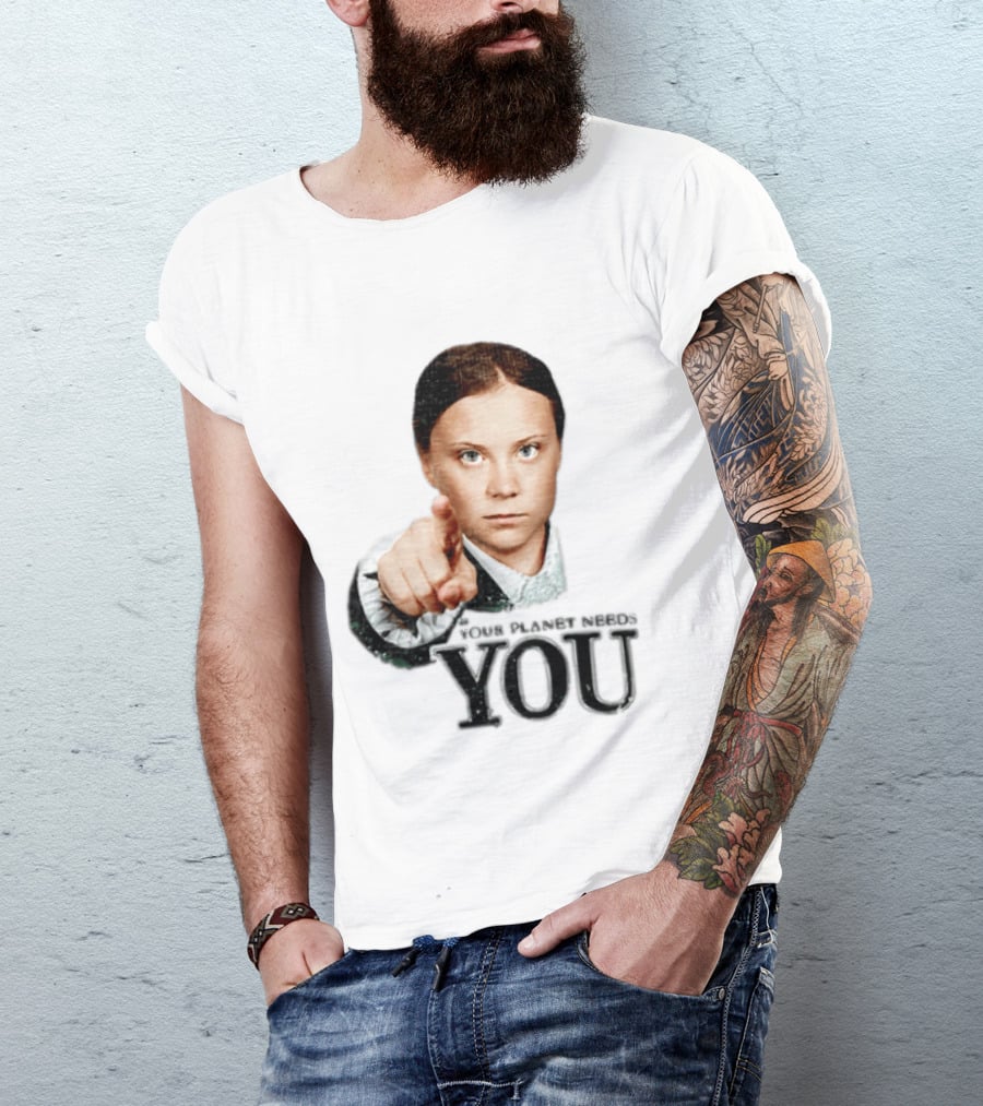Your Planet Needs You Girl Pointing Iconic Call To Action T-Shirt