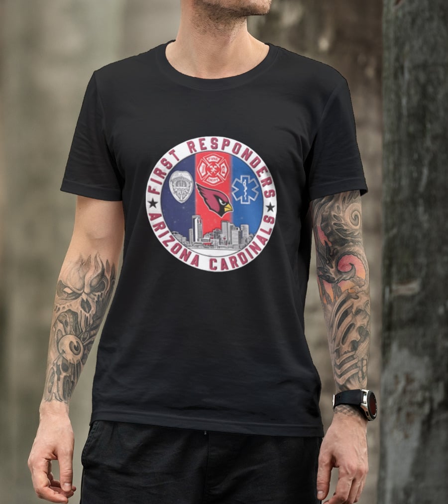 Arizona Cardinals First Responders Police Fire Medical Emblems Skyline T-Shirt