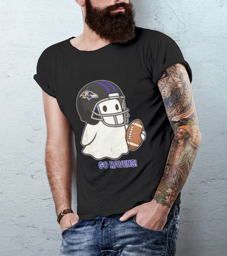 Baltimore Ravens Ghost In Football Helmet Go Ravens Football T-Shirt