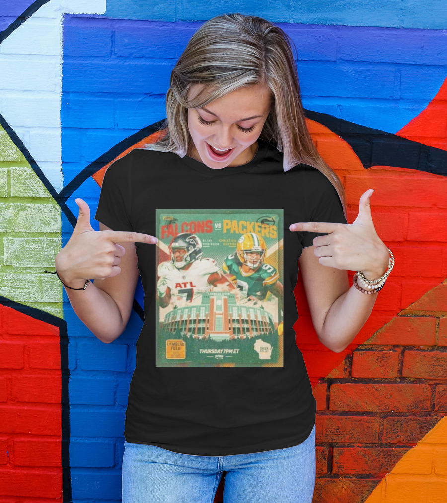 Bijan Robinson Christian Watson Falcons Vs Packers Lambeau Field Thursday 7PM ET Prime 2026 T-Shirt