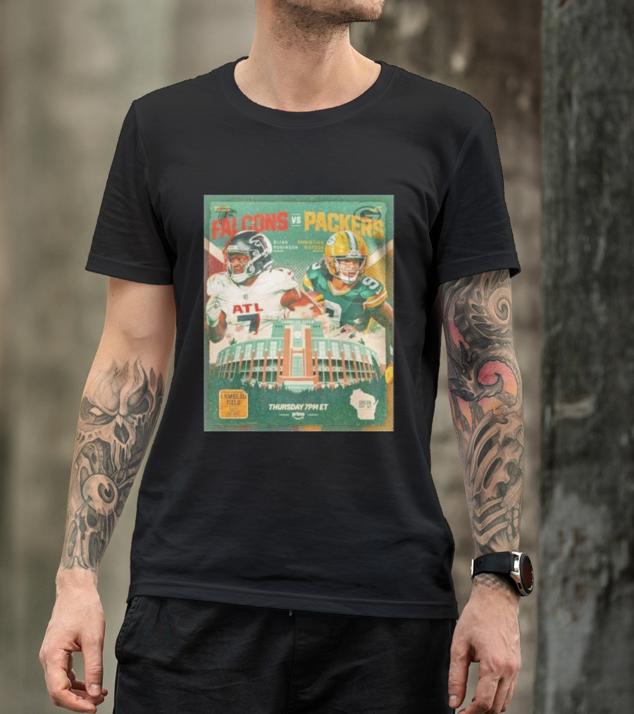 Bijan Robinson Christian Watson Falcons Vs Packers Lambeau Field Thursday 7PM ET Prime 2026 T-Shirt