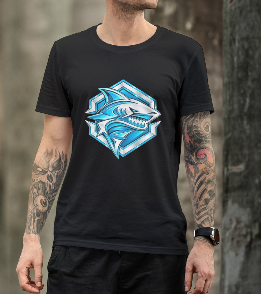 Blue Shark Hexagon Esports Gaming Shark T-Shirt