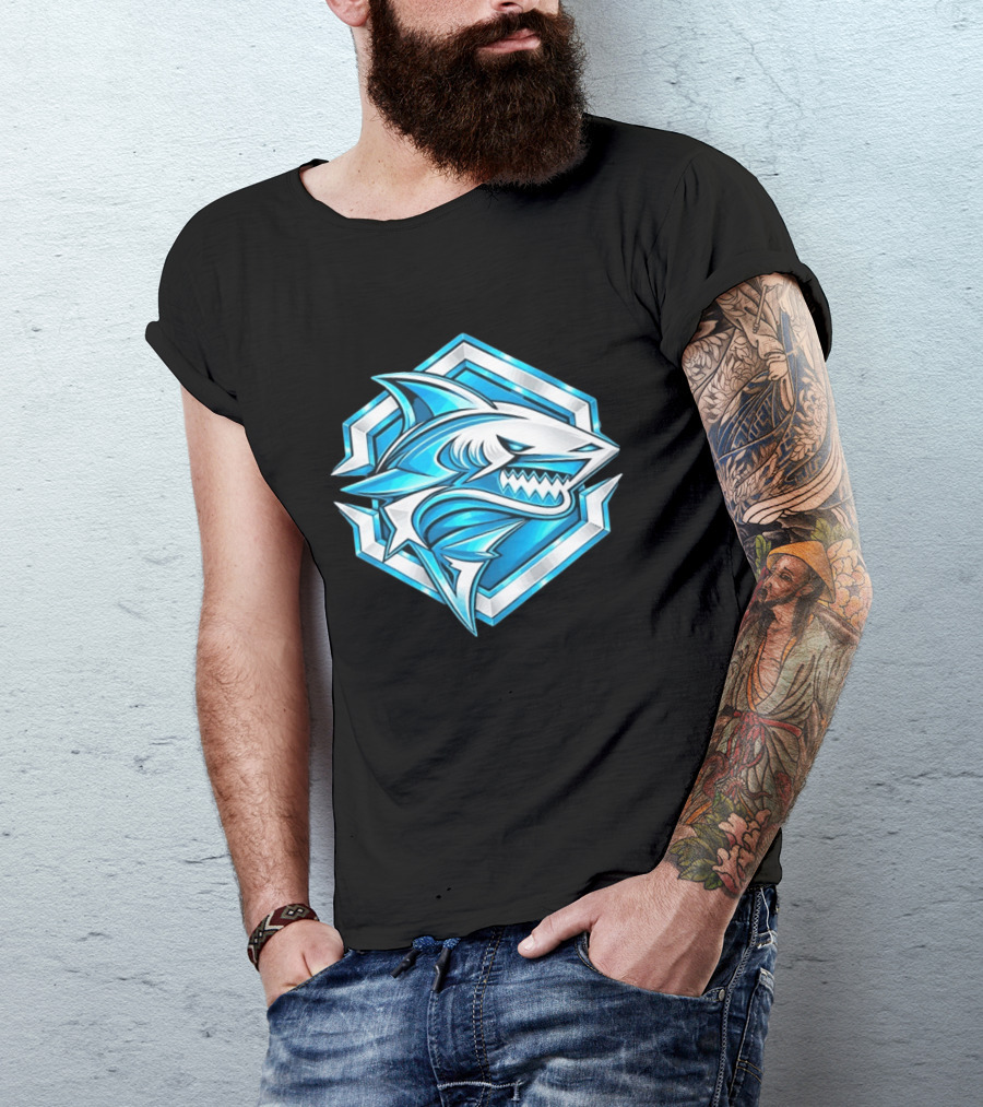Blue Shark Hexagon Esports Gaming Shark T-Shirt