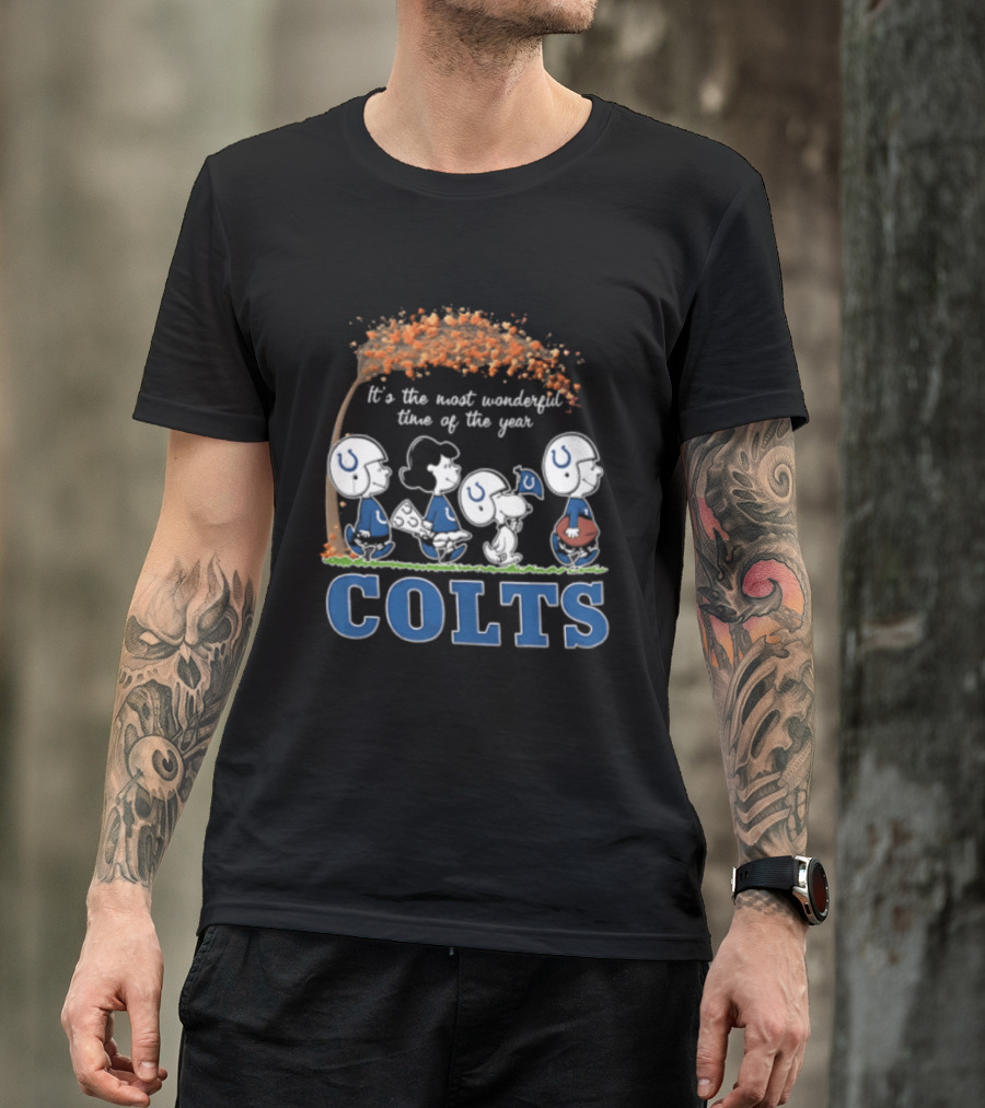 Charlie Brown Snoopy Colts Football It's The Most Wonderful Time Of The Year T-Shirt