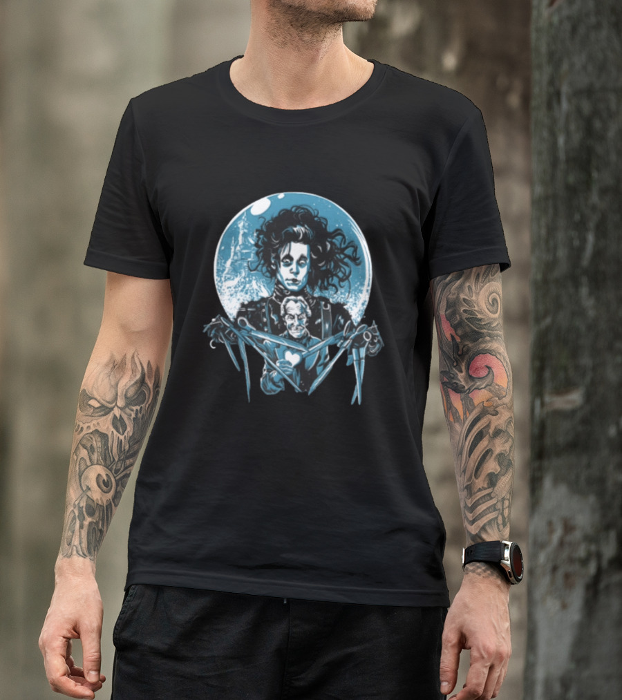 Edward Scissorhands Iconic Johnny Depp Vincent Price Heart Scissors Image T-Shirt