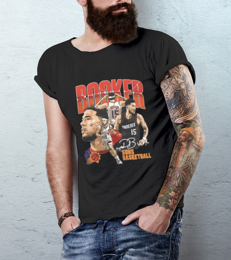 Devin Booker Phoenix Suns Basketball Player Action 15 Suns NBA Basketball T-Shirt