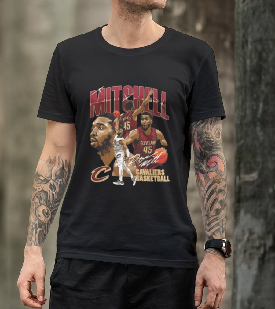 Donovan Mitchell Cleveland Cavaliers Basketball 45 Player Action Poses T-Shirt